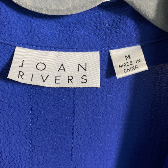 Joan Rivers Button Down Tunic, 3/4 Sleeve, Blue, Medium - Picture 4 of 8